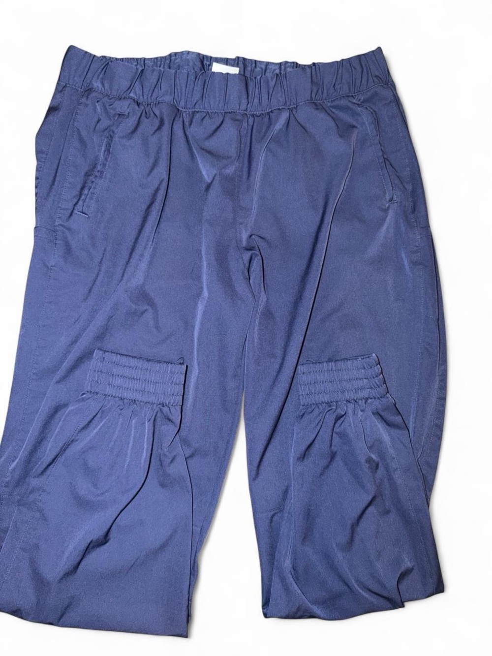 Navy Blue Elastic Waist Cargo Jogger Pants